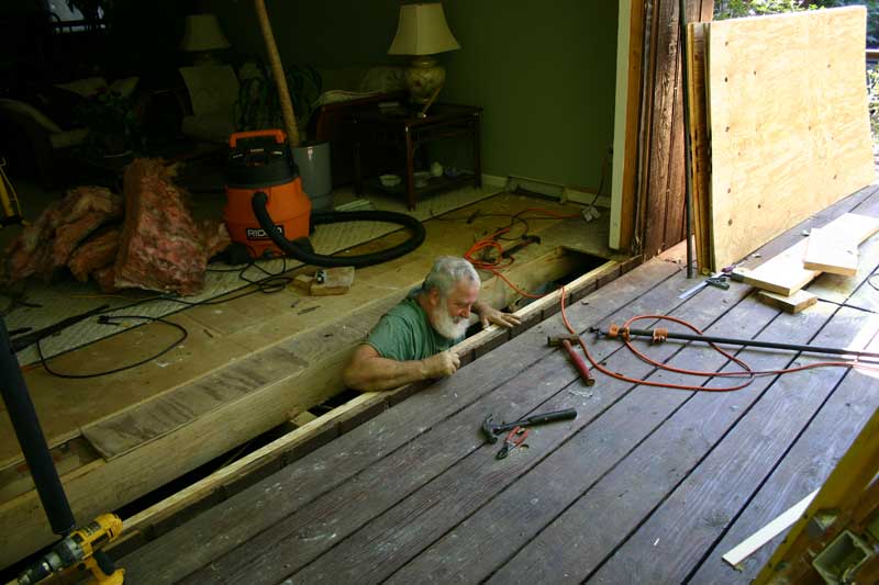 replacing the band board and damaged subfloor