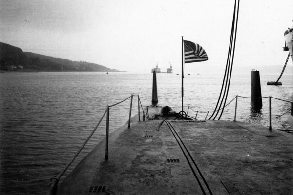 beside the tender looking aft